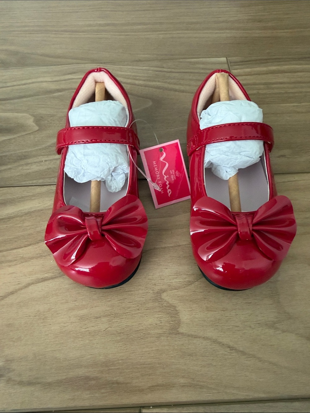 Girls Red Patent Bow Shoes